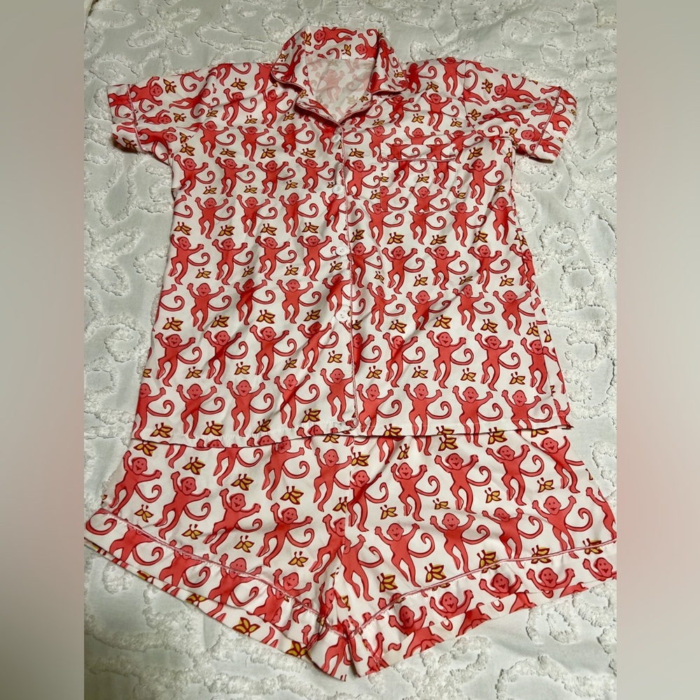 Red Monkey Print Pajama Set -
